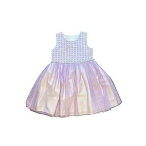 Bonnie Jean Toddler Girl Lavender Tweed Tulle Dress Rhinestone Waist Size 4T